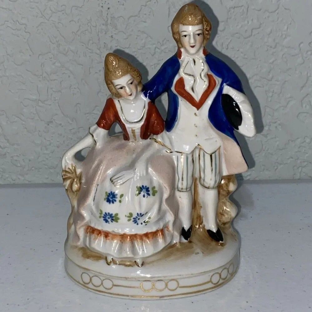 VTG Occupied Japan Colonial Couples Courting Figurine Set Lot 3 Porcelain 5”